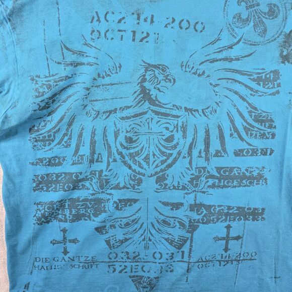 Vintage Reversible AOP Cyber Goth Shirt XL Affliction Style Grunge Gothcore - Picture 4 of 10